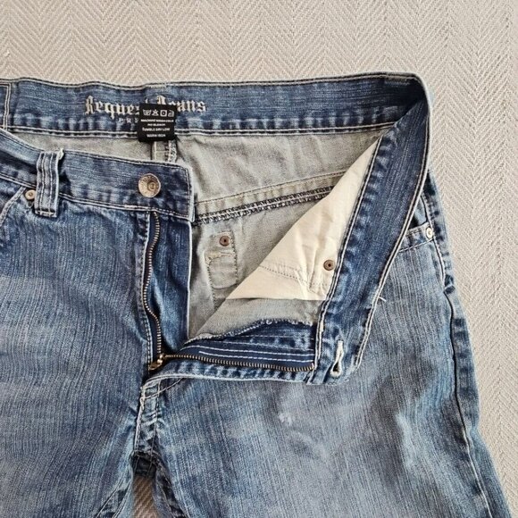 Request Jeans Men's 36x30 Embroidery Studded Pockets Feathering Straight EUC - Picture 14 of 14